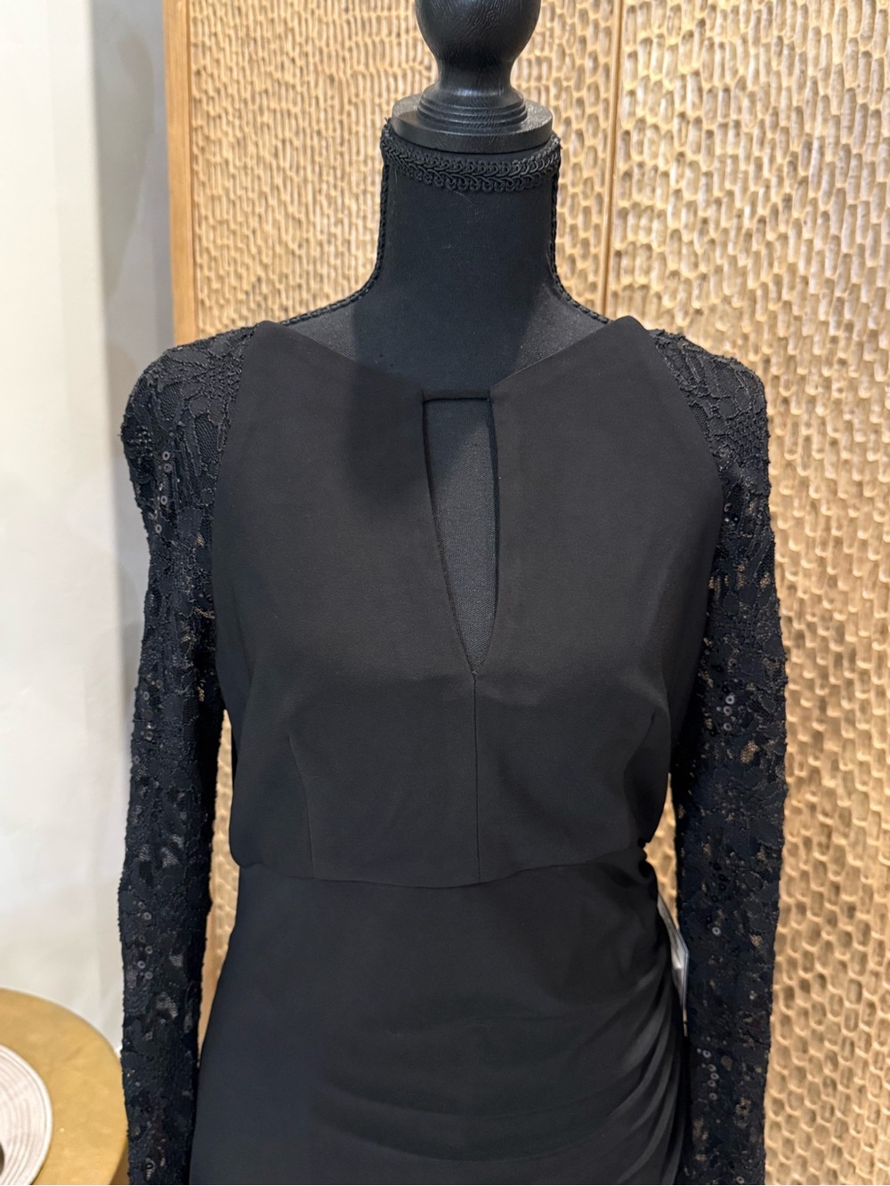 NWT Betsy & Adam Dress Elegant Black Midi Long-Sleeve Lace Sequins Size 10 - Picture 11 of 13